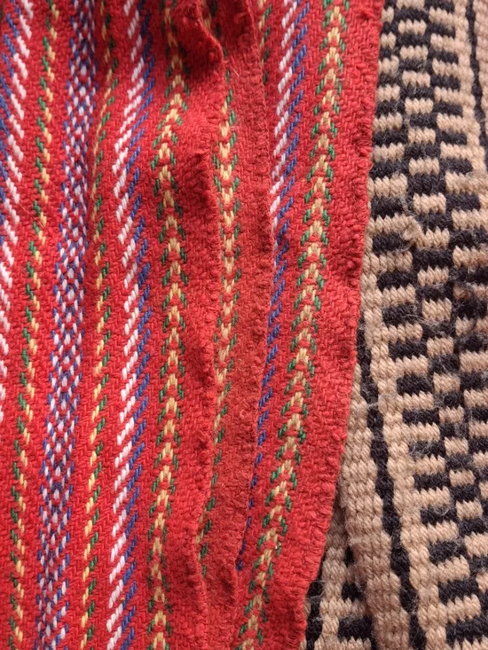 Lot Of 6 Handwoven Striped Sashes Red, Beige, Black, Green Metis Voyageur Ethnic - Picture 6 of 8